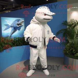 Hvit tunfisk maskot drak...