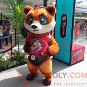 Pink Red Panda mascotte...