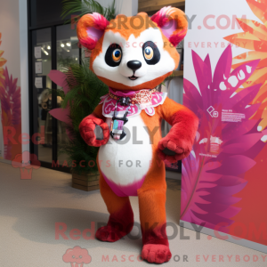 Rosa Rød Panda maskotka...