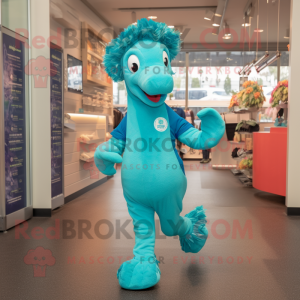 Teal Sea Horse mascotte...