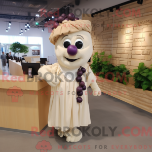 Beige Grape maskot kostume...
