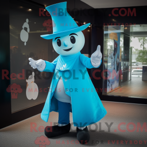 Cyan tryllekunstner maskot...