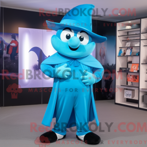 Cyan tryllekunstner maskot...