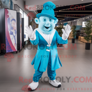 Cyan tryllekunstner maskot...