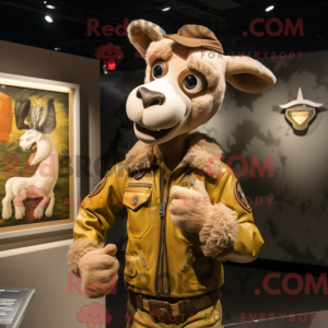 Tan Goat maskot draktfigur...