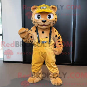 Gold Jaguar mascot costume...