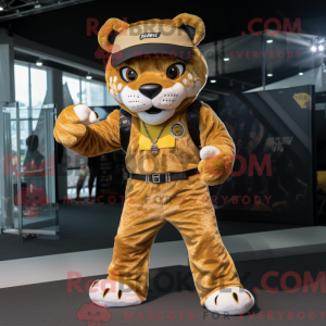 Guld Jaguar maskot kostume...