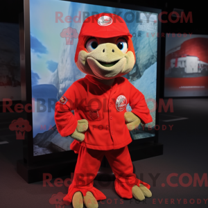 Red Turtle-mascottekostuum...