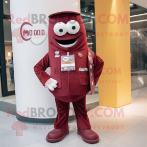 Maroon Cod mascot costume character dressed with a Flare Jeans and Tie pins