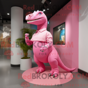 Fantasia de mascote iguanodonte rosa com saia e cintos - Mascotes Iguanodonte - REBROKO_323567 - RedBrokoly.com
