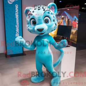 Cyan Cheetah Maskottchen...
