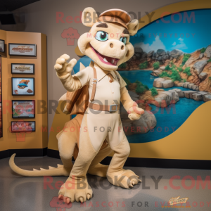 Tan Dragon mascottekostuum...