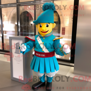 Teal Swiss Guard maskot...