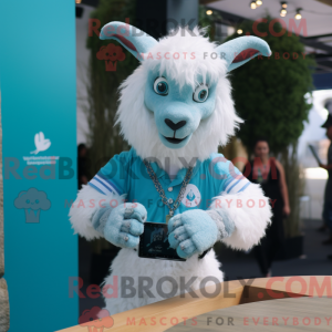 Cyan Angora Goat mask drakt...