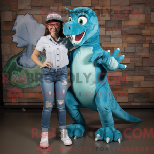 Turkis Velociraptor maskot...