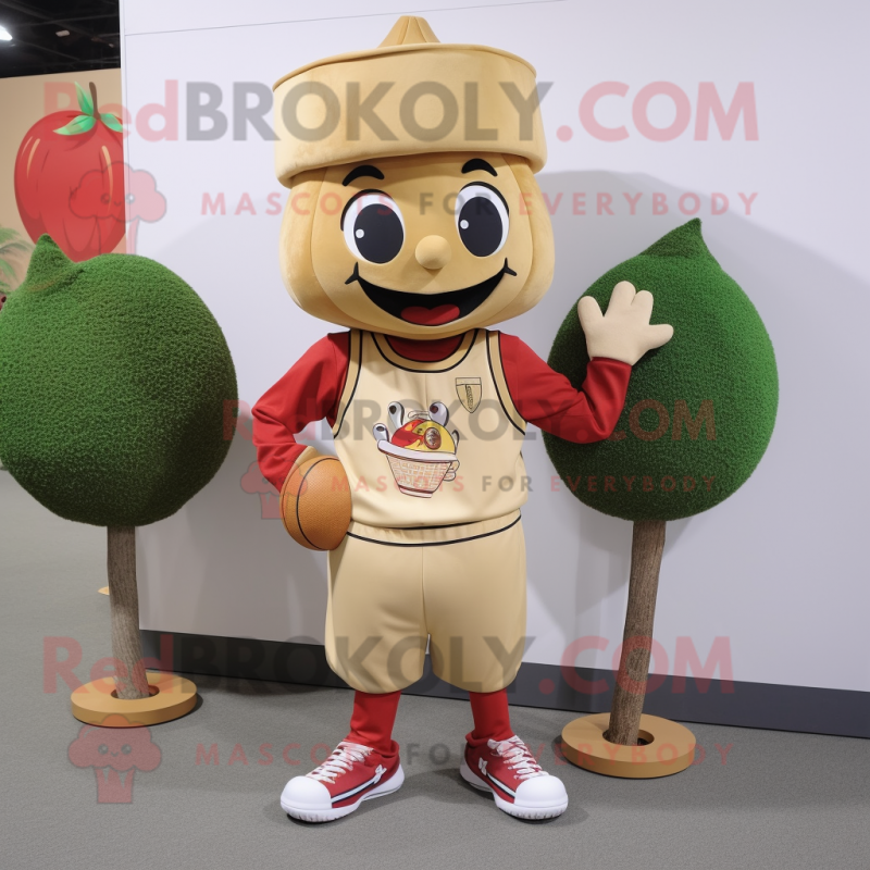 Tan Cherry mascot costume character dressed with a Joggers and Hairpins Tan Cherry mascot costume character dressed with a Joggers and Hairpins