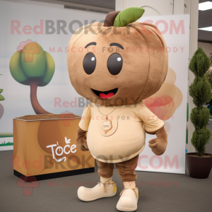 Tan Cherry mascot costume character dressed with a Joggers and Hairpins