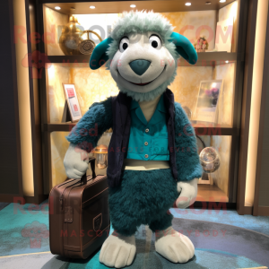 Teal Merino Sheep mascotte...