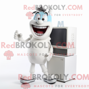 Hvit TV-maskotdraktfigur...