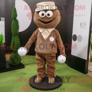 Brun golfbold maskot...