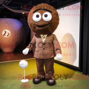 Brun golfbold maskot...