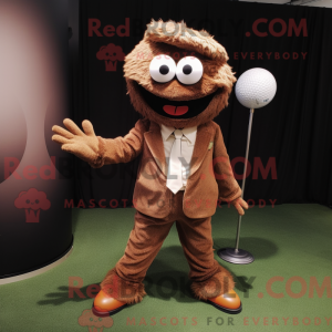 Brun golfbold maskot...