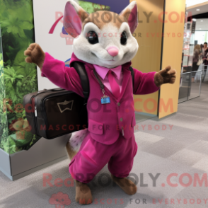 Fantasia de mascote de esquilo-voador magenta com colete e pastas - Mascotes esquilos voadores - REBROKO_323769 - RedBrokoly.com