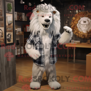 Silver Lion mascot costume...