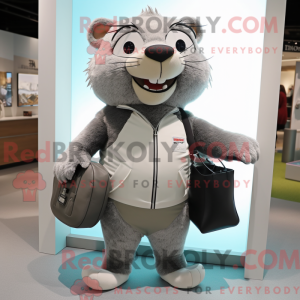 Sølv Beaver maskot kostyme...