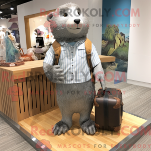 Sølv Beaver maskot kostyme...