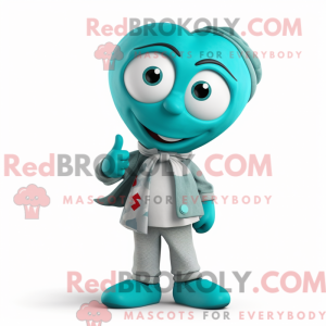 Teal Heart maskotdraktfigur...