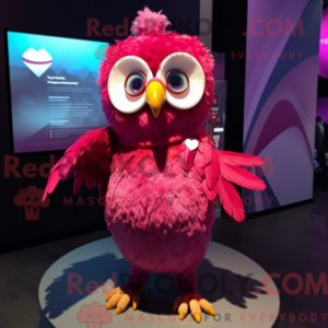 Magenta Uil-mascottekostuum...