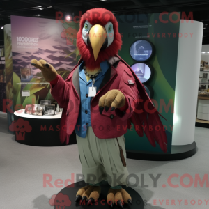 Maroon Macaw maskot kostume...