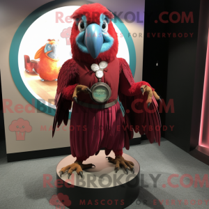 Maroon Macaw maskot kostume...