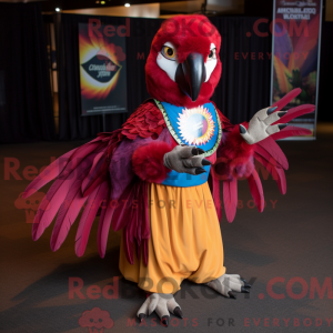 Maroon Macaw mascot costume...