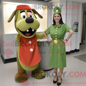 Olive Hot Dog Maskottchen...