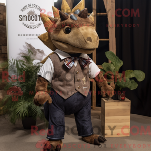 Brun Stegosaurus maskot...