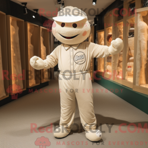 Beige Petanque Ball mascot...