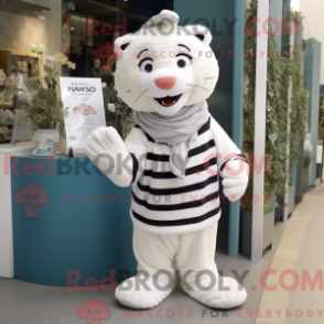 Fantasia de mascote de tigre branco com saia envelope e gorros - Mascotes tigre - REBROKO_324072 - RedBrokoly.com