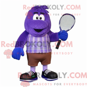 Purple Tennis Racket mascot...