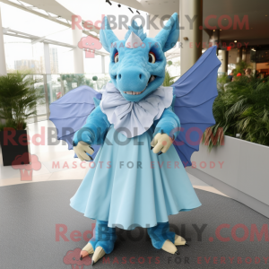Sky Blue Triceratops mascot...