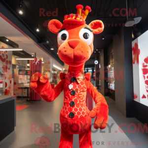 Rød Giraffe maskot...
