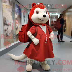 Red Hermelin maskot kostume...