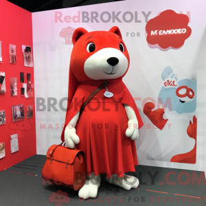Red Hermelin maskot kostume...