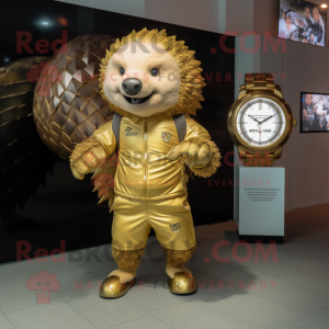 Gouden Pangolin mascotte...