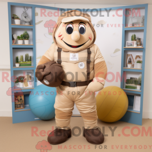 Tan Rugby Ball maskot...