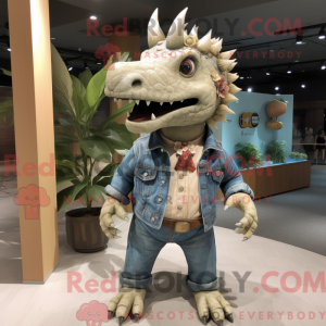 Beige Stegosaurus maskot...