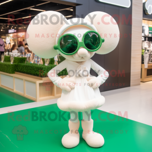 Cream Bunch Of Shamrocks mascot costume character dressed with a One-Piece Swimsuit and Sunglasses