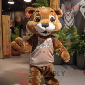 Fantasia de mascote de Puma marrom com moletom e gravatas-borboleta - Puma mascotes - REBROKO_324211 - RedBrokoly.com