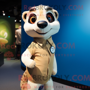 Cream Meerkat maskot...